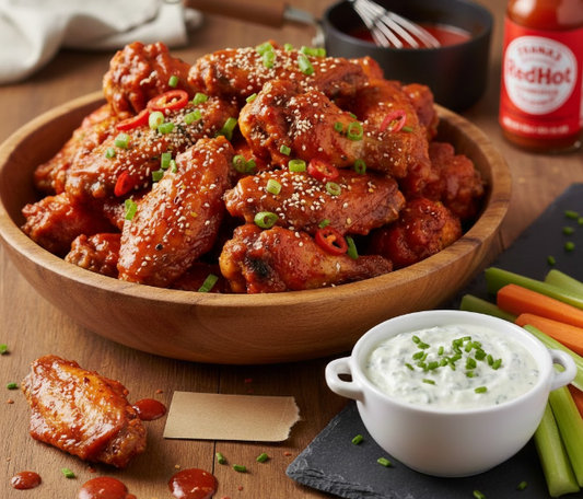 Spicy Chicken Wings and Blue Cheese Dip