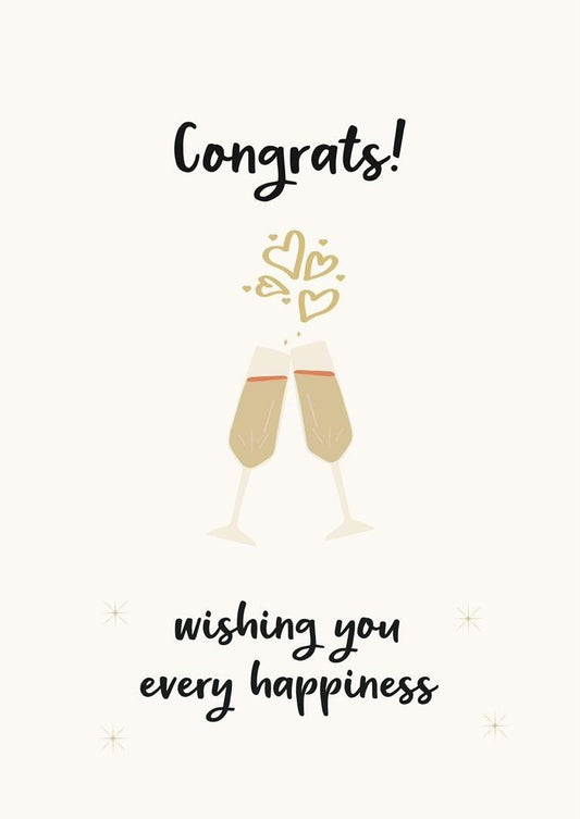 Wedding card - Congrats! Wishing you every happiness